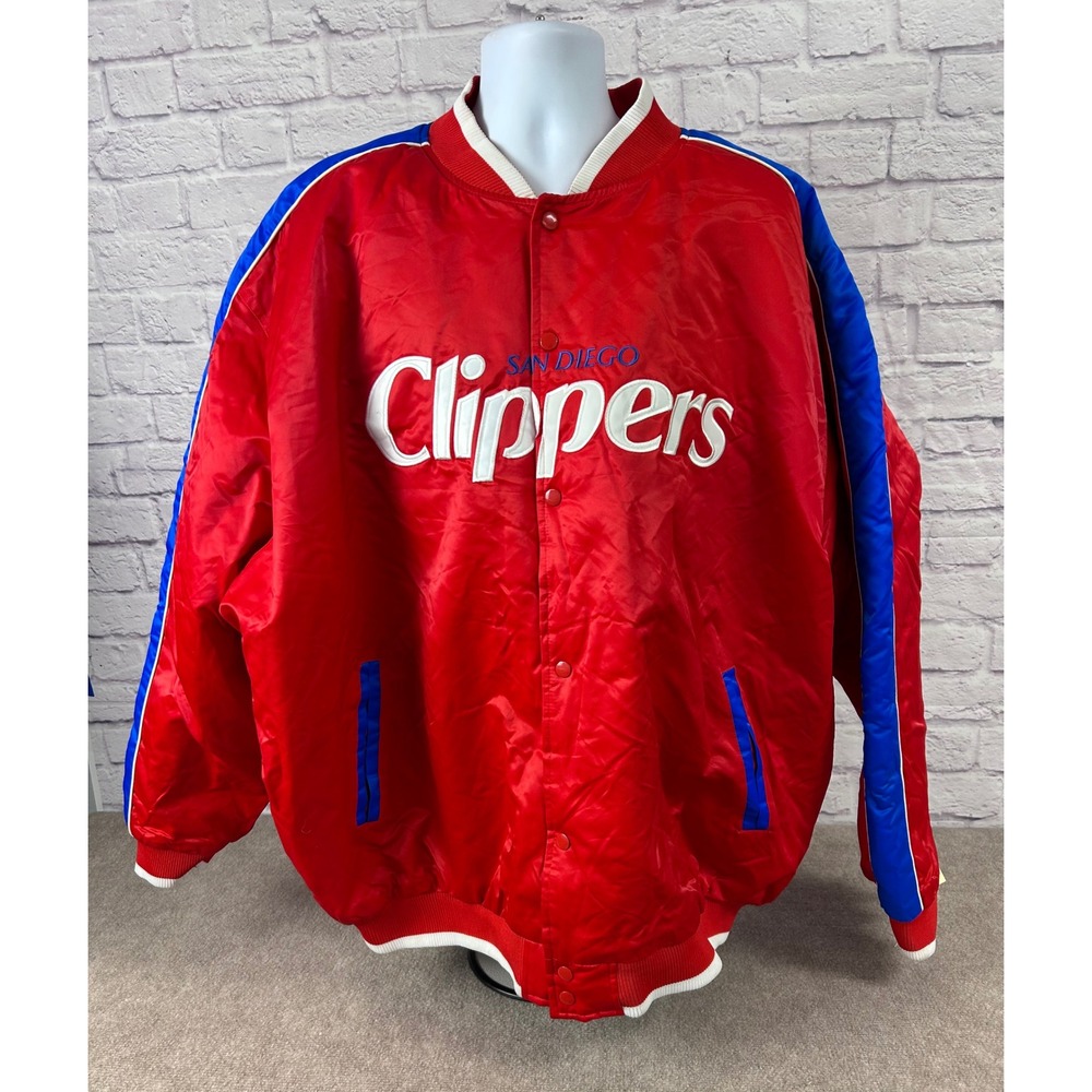 VTG San Diego Clippers NBA Hardwood Classics‎ Satin Bomber Jacket 3XL Red Blue